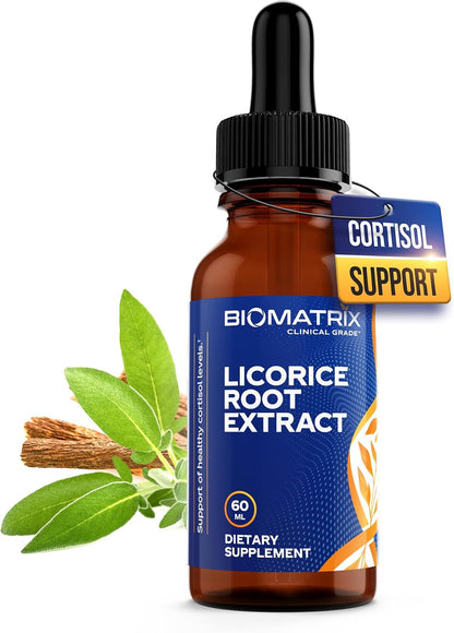 Licorice Root Extract for Cortisol & Adrenal Support, 0.87 mg Glycyrrhizin per Drop, Clinical-Grade Liquid Tincture, Adaptogen for Stress, HPA Axis Supplement, 1,200 Drops, 2 fl oz