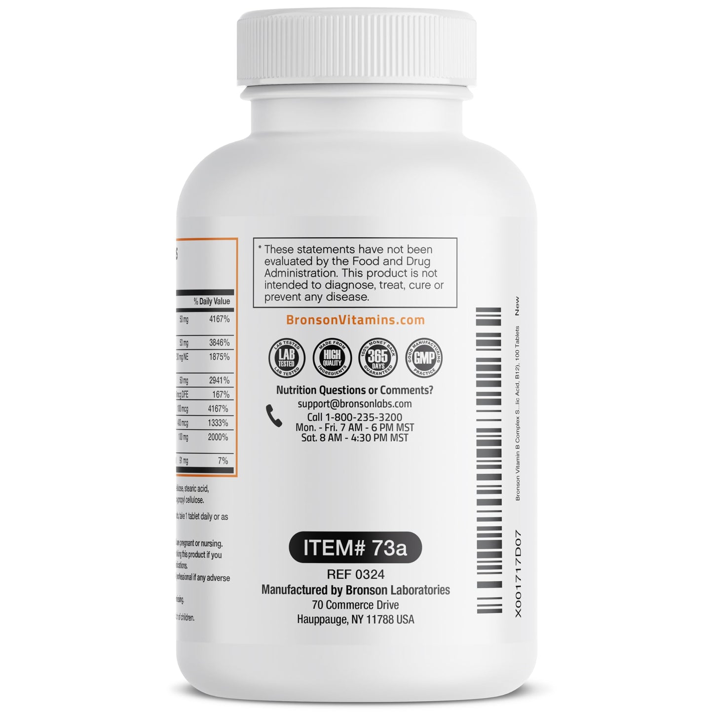 Bronson Super B Vitamin B Complex Sustained Release for Energy, 60 Tablets | B1, B2, B3, B6, Folic Acid, B12, Biotin & Pantothenic Acid, One-Tablet Formula, Non-GMO, Gluten-Free & Soy-Free
