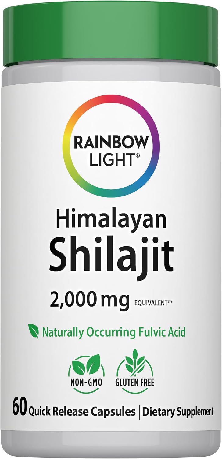 Rainbow Light Shilajit for Men and Women | 60 Capsules | Himalayan Shilajit Extract Supplement | Contains Naturally Occurring Fulvic Acid | Non-GMO and Gluten Free