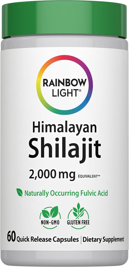 Rainbow Light Shilajit for Men and Women | 60 Capsules | Himalayan Shilajit Extract Supplement | Contains Naturally Occurring Fulvic Acid | Non-GMO and Gluten Free