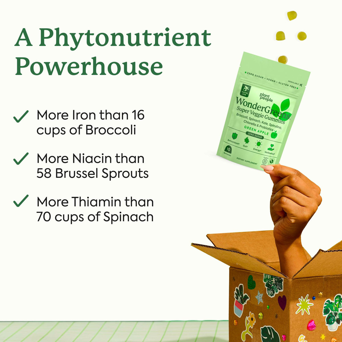 Plant People WonderGreens Veggie Gummies, Super Greens & Probiotics, 60ct