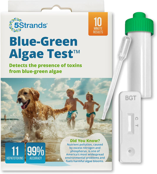 5Strands Blue Green Algae Test Kit, ﻿At Home Lake & Pond Water Testing, Water Safety Test, Collect Results In 15 Minutes