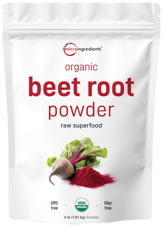 Micro Ingredients Organic Beet Root Powder, 2lb | Water Soluble, Highly Concentrated Raw Beet Supplement | Superfood Drink Mix | Non-GMO, Vegan Friendly, Plant Based