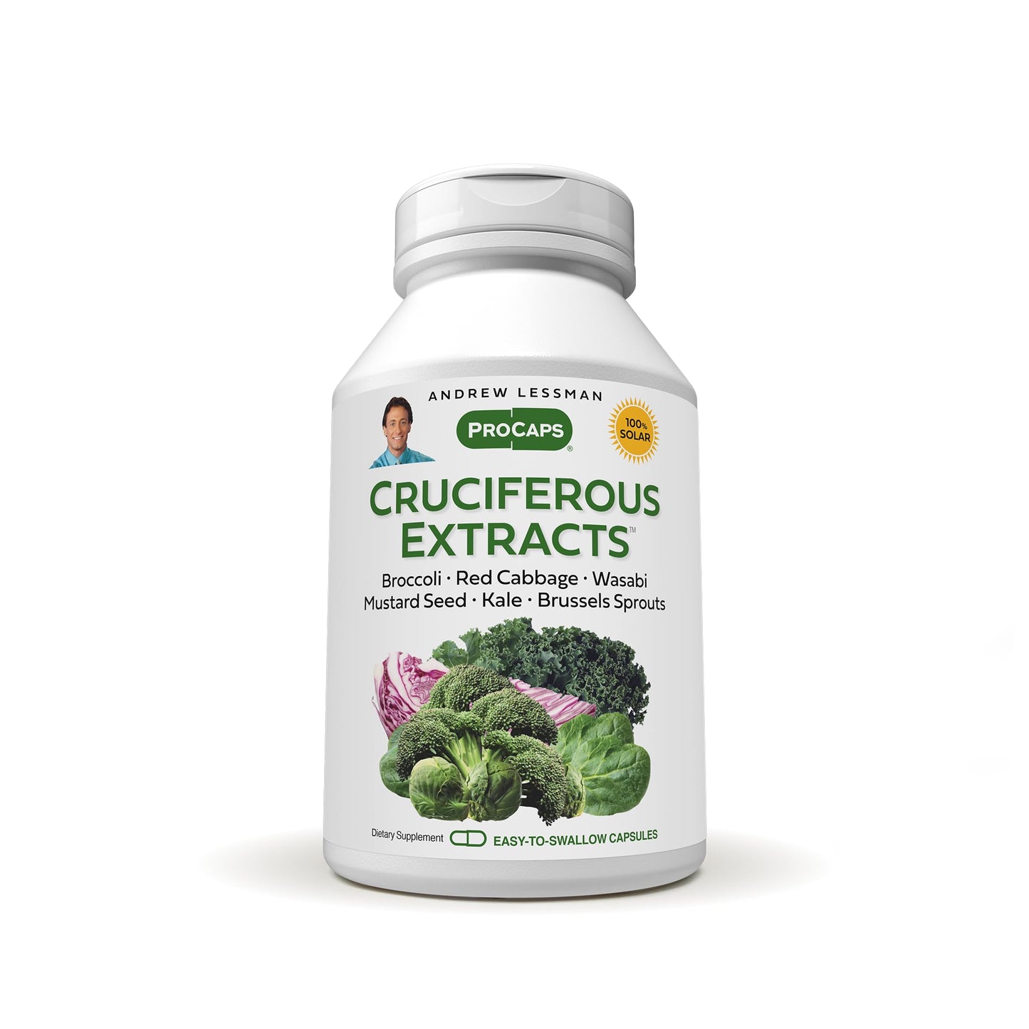 ANDREW LESSMAN Cruciferous Extracts 60 Capsules - High Levels of Glucosinolates and Sulforaphane from Broccoli, Red Cabbage, Mustard Seed, Wasabi, Brussels Sprouts and Kale Extracts, No Additives
