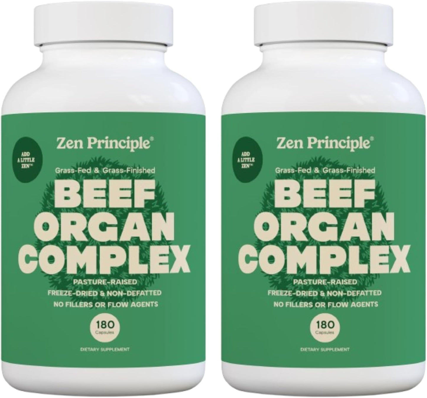Zen Principle Grass Fed Beef Organs Supplement – Desiccated Liver, Heart, Kidney, Pancreas, Spleen, Intestine & Tripe/Stomach – Grass-Fed & Grass-Finished on the Natural Pastures of New Zealand 2-Pack