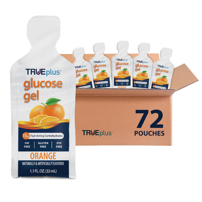 TRUEplus Glucose Gel Pouch, 15g Carbohydrates, Fruit Punch Flavor, 6 Pack | 15g Fast-Acting Carbohydrates Per Serving, Fat Free, Gluten Free, Boosts Energy, Great Tasting and Easy to Use