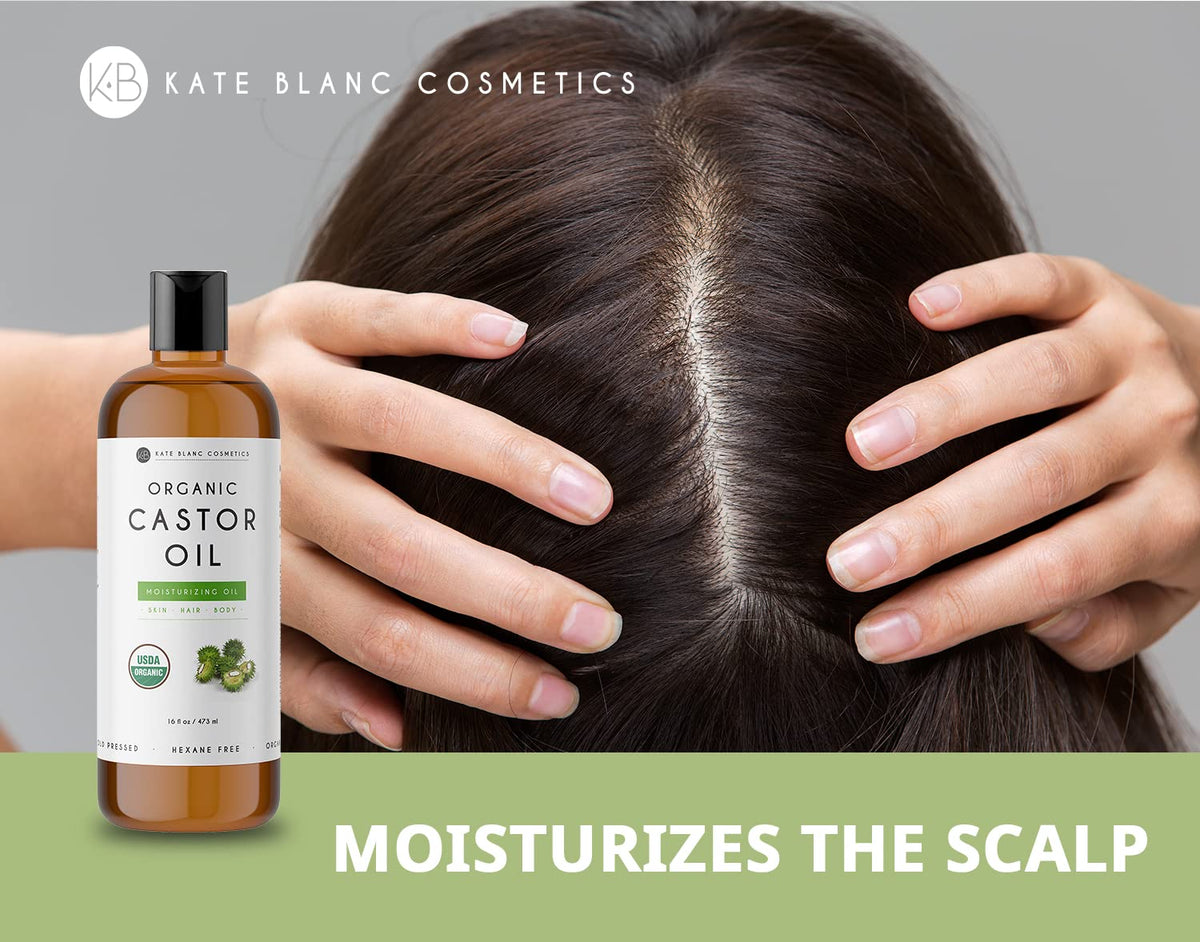 Kate Blanc Cosmetics Castor Oil 16oz - USDA Certified Organic. Cold-Pressed, 100% Pure