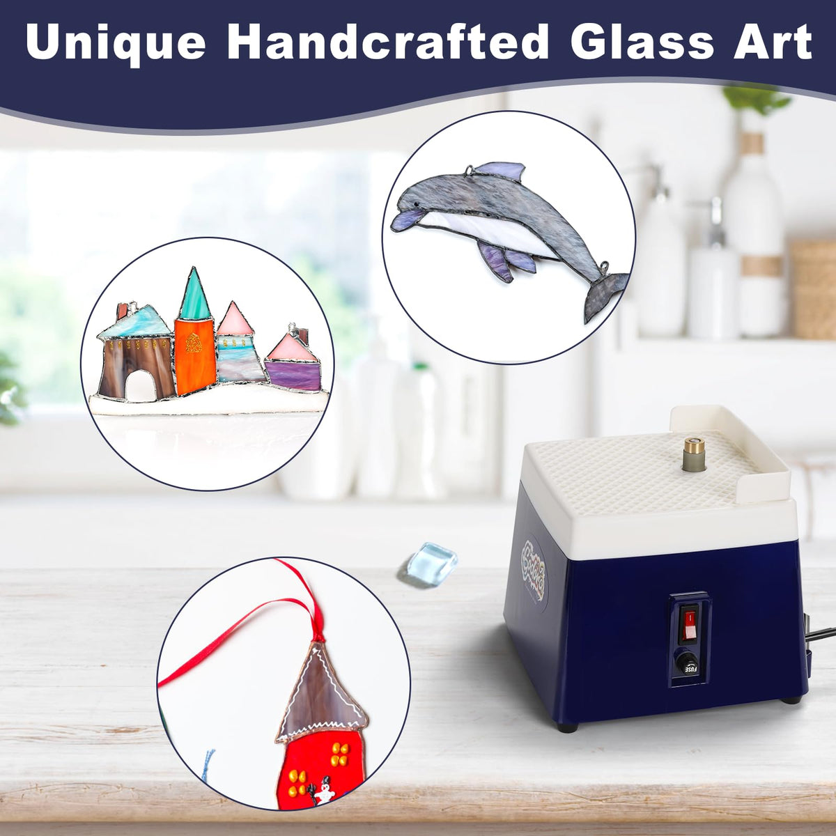 Stained Glass Grinder, Mini Glass Grinder Machine with 5/8" & 1" Grinder Bits