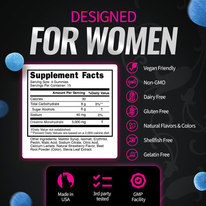 Bold Buns Creatine for Women – Supplement with Collagen & BCAA – Supports Muscle Development, Post-Workout Recovery, Skin Elasticity, Healthy Hair & Nail (30 Servings, Unflavored)