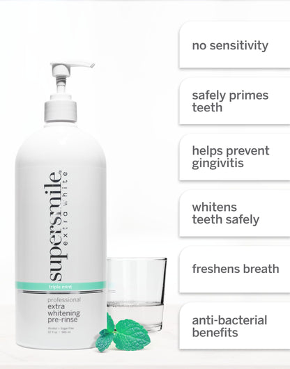Supersmile Extra Whitening Pre-Rinse, Triple Mint, 16 Fl Oz Mouthwash