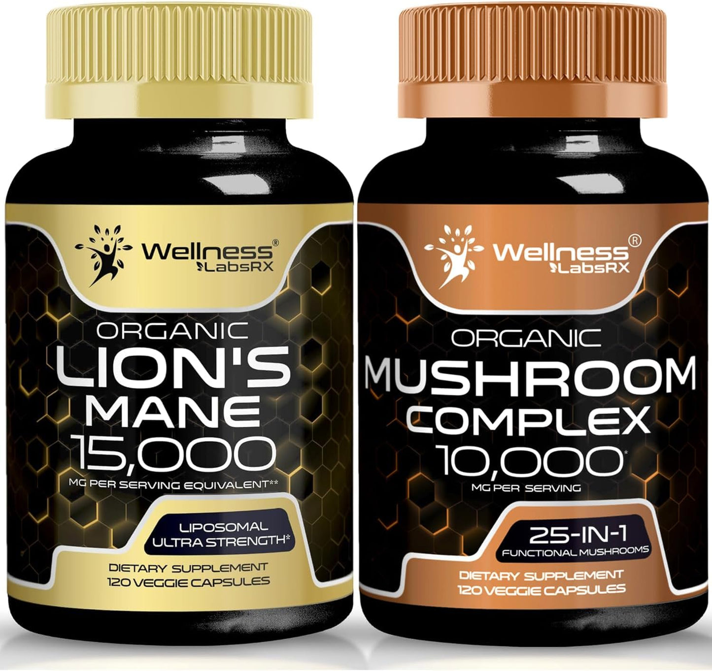 WELLNESS LABSRX Lions Mane Supplement Capsules and Mushroom Capsules | Bundle