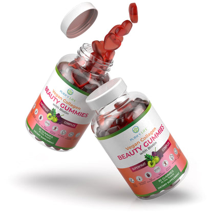 Purify Life Vegan Collagen Gummies with Biotin Vitamins for Hair Skin and Nails Health,
