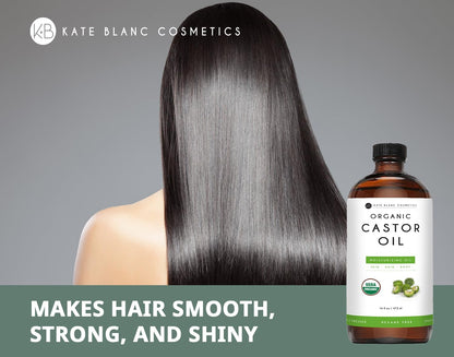 Kate Blanc Cosmetics Castor Oil Organic for Hair Growth & Body (16oz). 100% Pure Cold-Pressed