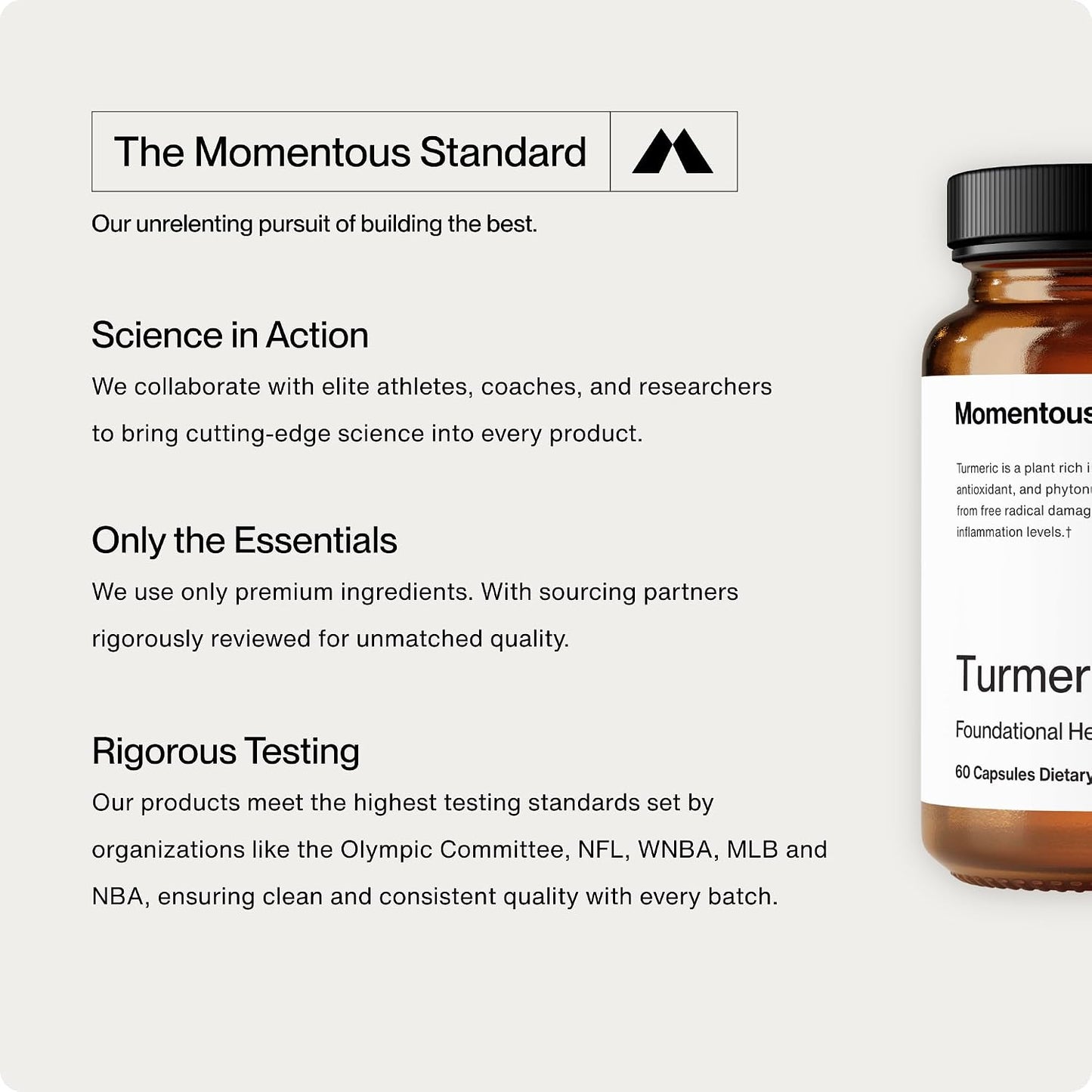 Momentous Turmeric Supplement 1,000 mg - Natural Antioxidant Turmeric Curcumin for Foundational Health - NSF Certified for Sport - Gluten-Free - 30 Servings - 60 Capsules