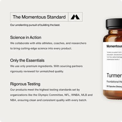 Momentous Turmeric Supplement 1,000 mg - Natural Antioxidant Turmeric Curcumin for Foundational Health - NSF Certified for Sport - Gluten-Free - 30 Servings - 60 Capsules