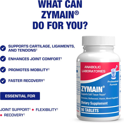 Cartilage Ligament and Tendon Supplement - Clinical Restorative Joint Support Formula with Bovine Cartilage Minerals and Proteolytic Enzymes for Enhanced Comfort Mobility Zymain 90 Support