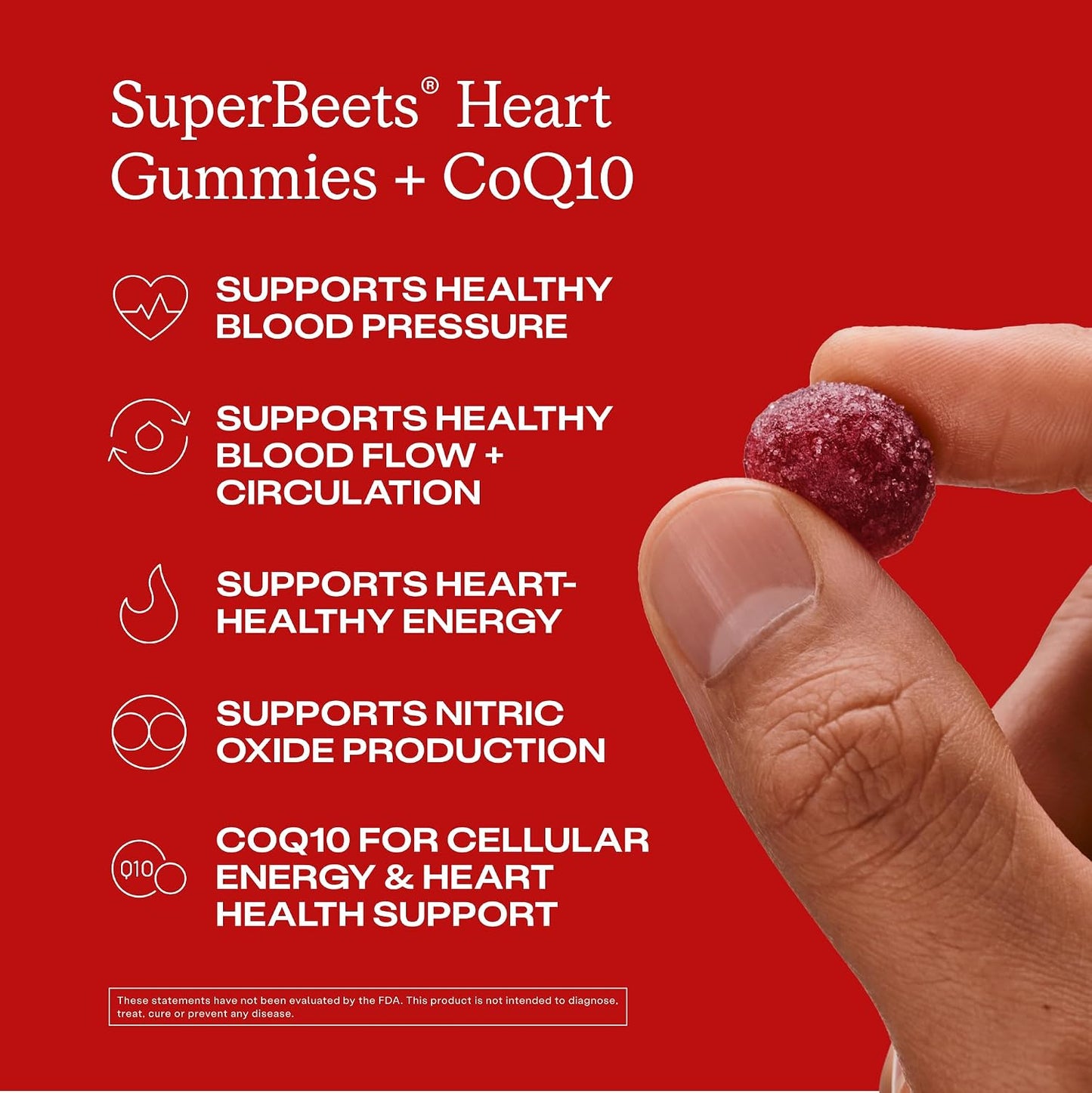 Humann SuperBeets 3-in-1 Heart Gummies - 3x Absorption CoQ10 - Plus Beetroot Extract & Grape Seed Extract for Advanced Heart Health, Cellular Energy & Circulation Support, Vegan, Gluten Free, 60 count