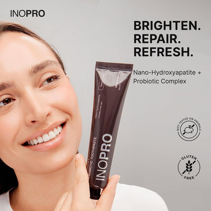 InoPro Teeth Whitening Strips 14 Treatments Kit + Nano-Hydroxyapatite Whitening Toothpaste with Probiotic for Sensitive Teeth - Mangosteen