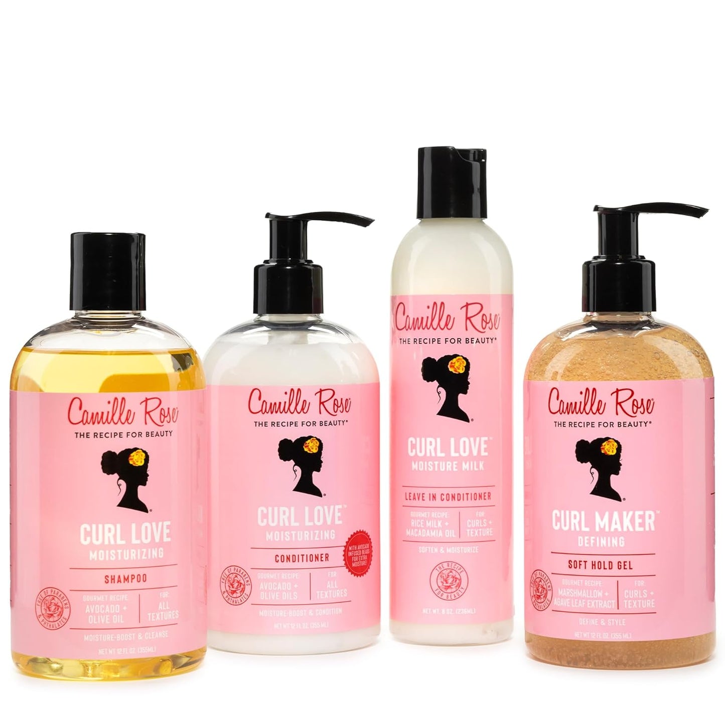 Camille Rose Curl Maker Defining Gel, Soft Hold – Textured, Curly Hair Moisture, Detangler, Frizz Control with Nourishing Botanicals, 12 Fl Oz