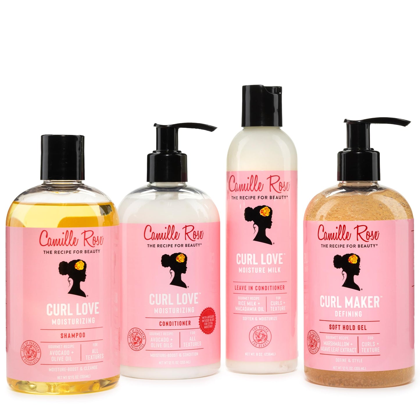 Camille Rose Curl Maker Defining Gel, Soft Hold – Textured, Curly Hair Moisture, Detangler, Frizz Control with Nourishing Botanicals, 12 Fl Oz