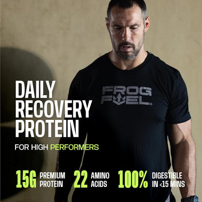 Frog Fuel Power Liquid Protein Shot, 15g Protein, Berry, 24 pk | Nano Hydrolyzed Grass Fed Collagen, Post Workout, 22 Amino Acids, Sugar & Fat Free, Gluten Free, 0 Carbs, 1 oz Shots