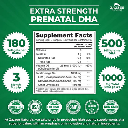 Zazzee Myo-Inositol Capsules and Extra Strength Prenatal DHA