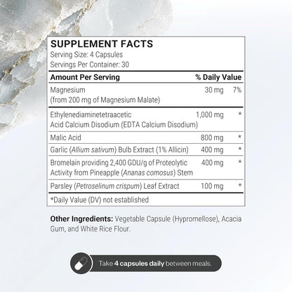 Supersmart - Cardio Clear (Garlic EDTA Supplement) - with Malic Acid, Calcium Disodium EDTA, Magnesium, Bromelain | Non-GMO & Gluten Free - 120 Vegetarian Capsules