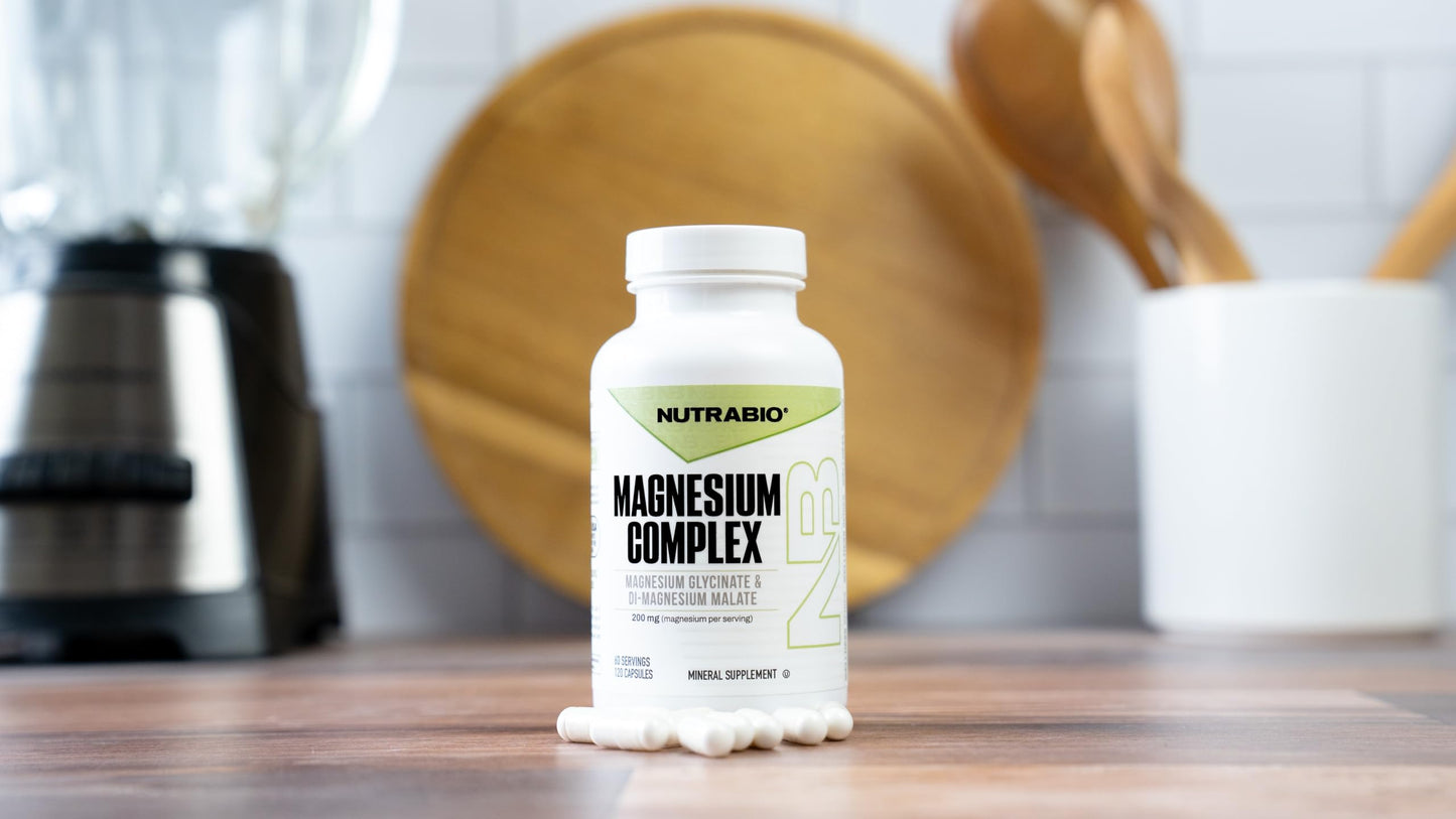 NutraBio Magnesium Complex Supplement, Magnesium Glycinate for Sleep, Biglycinate, D-Magnesium Malate, Muscle & Nerve Support, for Men and Women, 120 Vegetable Capsules