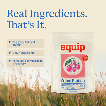 Equip Prime Chocolate Protein Powder - Gut-Friendly, No Sugar Protein Shake Powder with Grass-Fed Beef & Natural Collagen - Rich & Creamy Mix - 21g Per Serving - Whey & Dairy-Free (30 Scoops)