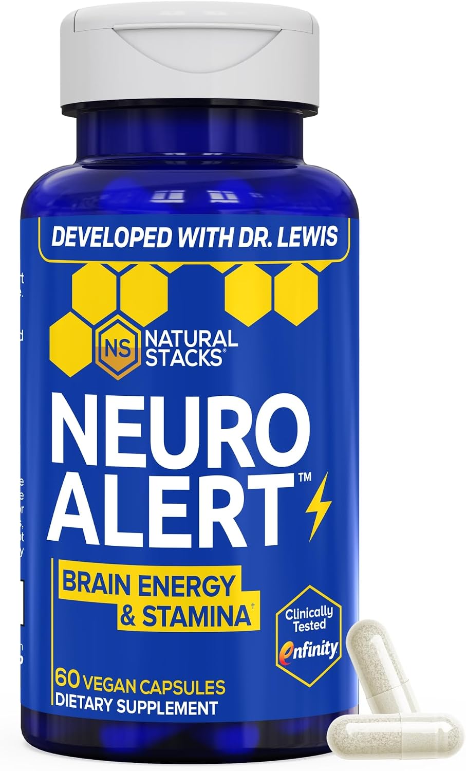 NATURAL STACKS NeuroAlert + Dopamine Brain Food Bundle - 200mg Paraxanthine & 650mg L-Tyrosine Supplement - Caffeine Free Supplement - Support for Brain Energy & Mental Drive* - 50 Total Servings
