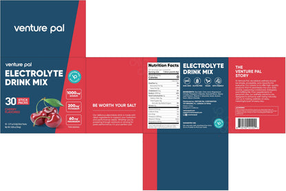Venture Pal High Sodium Sugar Free Electrolytes Powder Packets, 16 Count | Hydration Packets with Sodium, Magnesium & Potassium, Vitamins, Zero Calories, Vegan, Keto & Paleo Friendly