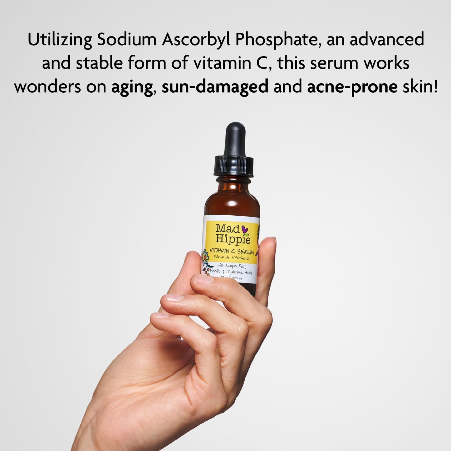 Mad Hippie Vitamin C Serum for Face – C + E + Ferulic Acid, Hyaluronic Acid, Stable Low-Irritation Formula, Brightening, 1.02 Fl Oz