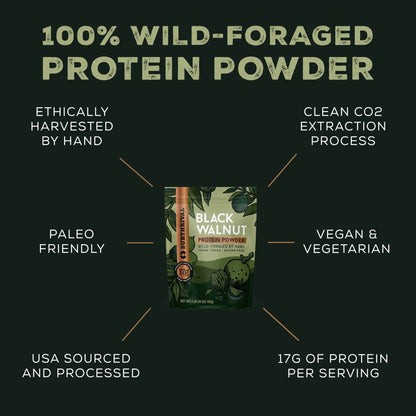 Surthrival: Black Walnut Protein Powder, Wild-Foraged, Ethically-Harvested, 17g Protein