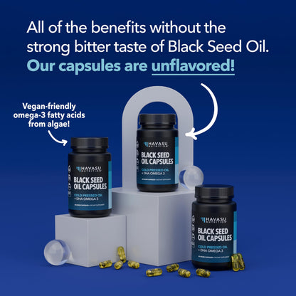Black Seed Oil Capsules, Vegan, Non-GMO, Cold-Pressed Nigella Sativa, 90ct | 1500mg Per Serving Black Cumin Supplement for Skin Health, Immune Function, and Digestive Health, Unflavored, 30 Servings