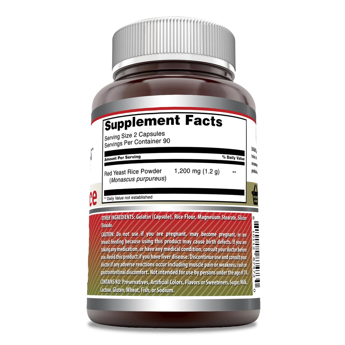 Amazing Formulas Red Yeast Rice 1200mg Per Serving Capsules Supplement | Non-GMO | Gluten Free | Made in USA (1 Pack, 120 Count)