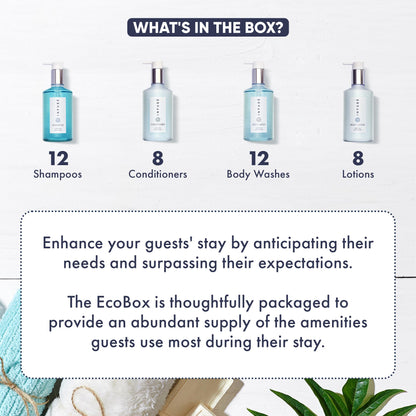 Infuse 1-Shoppe 40 Piece Ecobox All-In-Kit | White Tea and Coconut Soap | 12 Shampoo