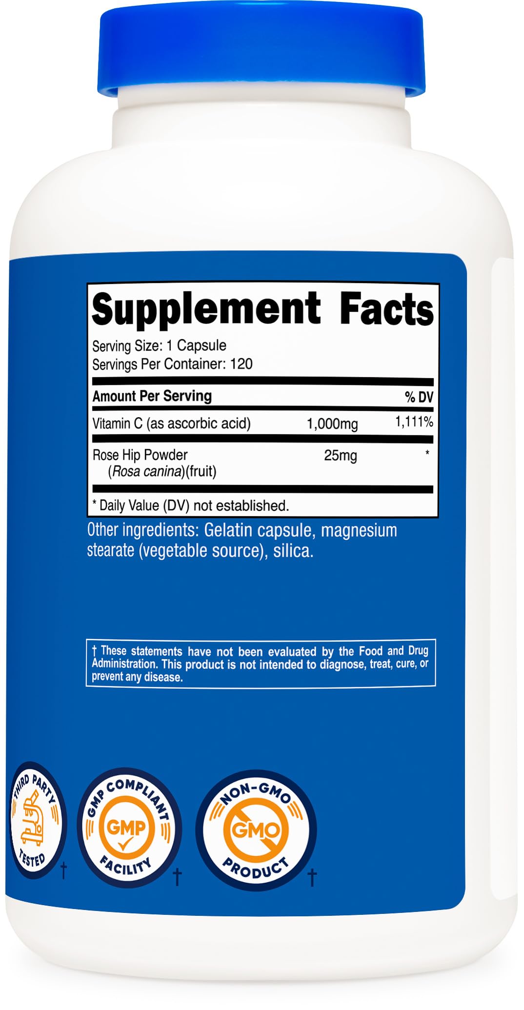 Nutricost Vitamin C with Rose Hips 1025mg, 240 Capsules, Gluten Free | Vitamin C 1,000mg, Rose Hips 25mg, GMO-Free