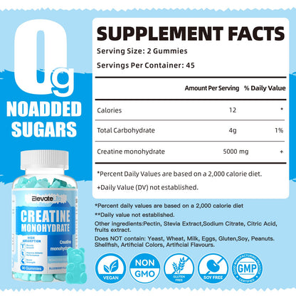 ElevateLife Creatine Monohydrate Gummies 5000mg for Men & Women, Chewables