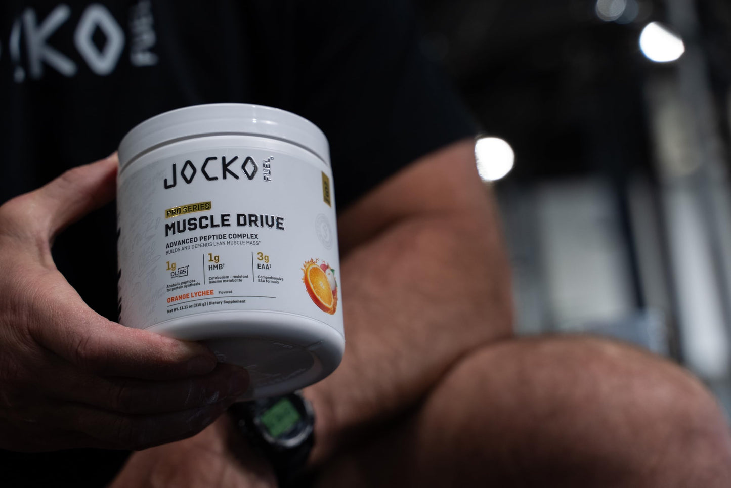 Jocko Fuel Muscle Drive Pro Series, Mango Passionfruit, HMB, Di-Leucine, EAAs, Protects Lean Muscle Mass & Breakdown, Aids Recovery, Natural Appetite Suppressant, No Bloat, Zero Sugar, 30 Servings