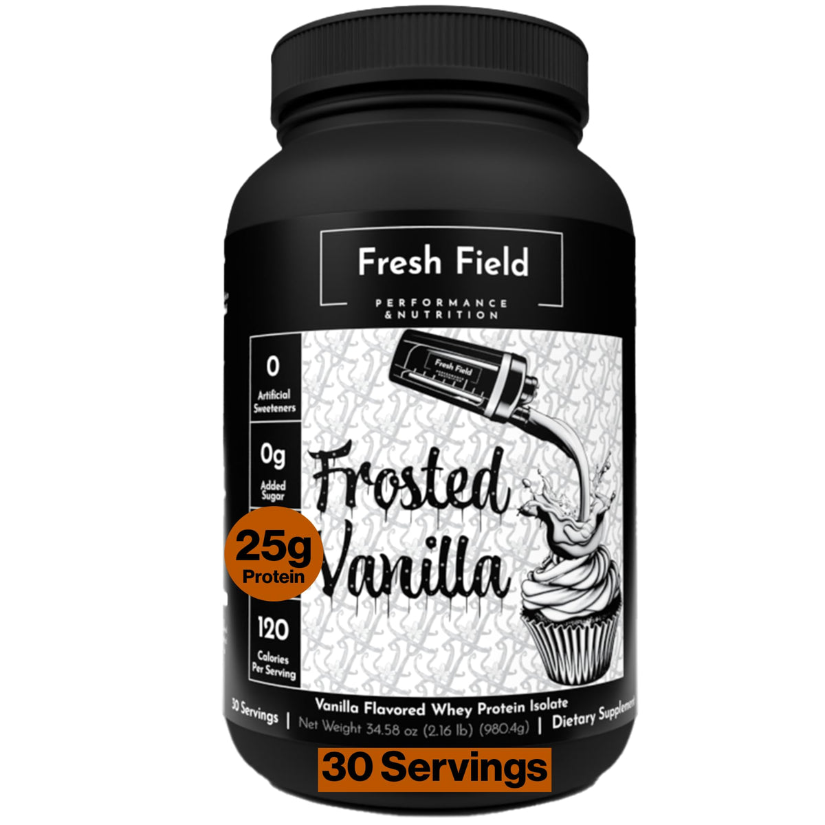 Fresh Field Performance and Nutrition, 30 Servings, 100% Whey Protein Isolate, 25g Protein