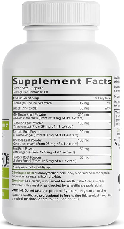 Bronson Liver Detox Advanced Detox & Cleansing Formula 60 Capsules | Liver Health Support with Milk Thistle, Dandelion Extract, Turmeric, Artichoke Leaf & Beet Root, Non-GMO, Soy-Free