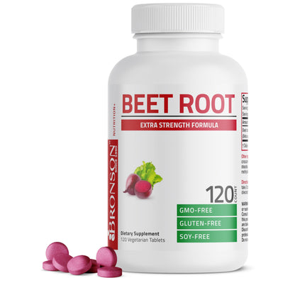 Bronson Beet Root Extra Strength, Non-GMO, 250 Vegetarian Tablets | Gluten-Free, Soy-Free, GMO-Free, Easy To Swallow