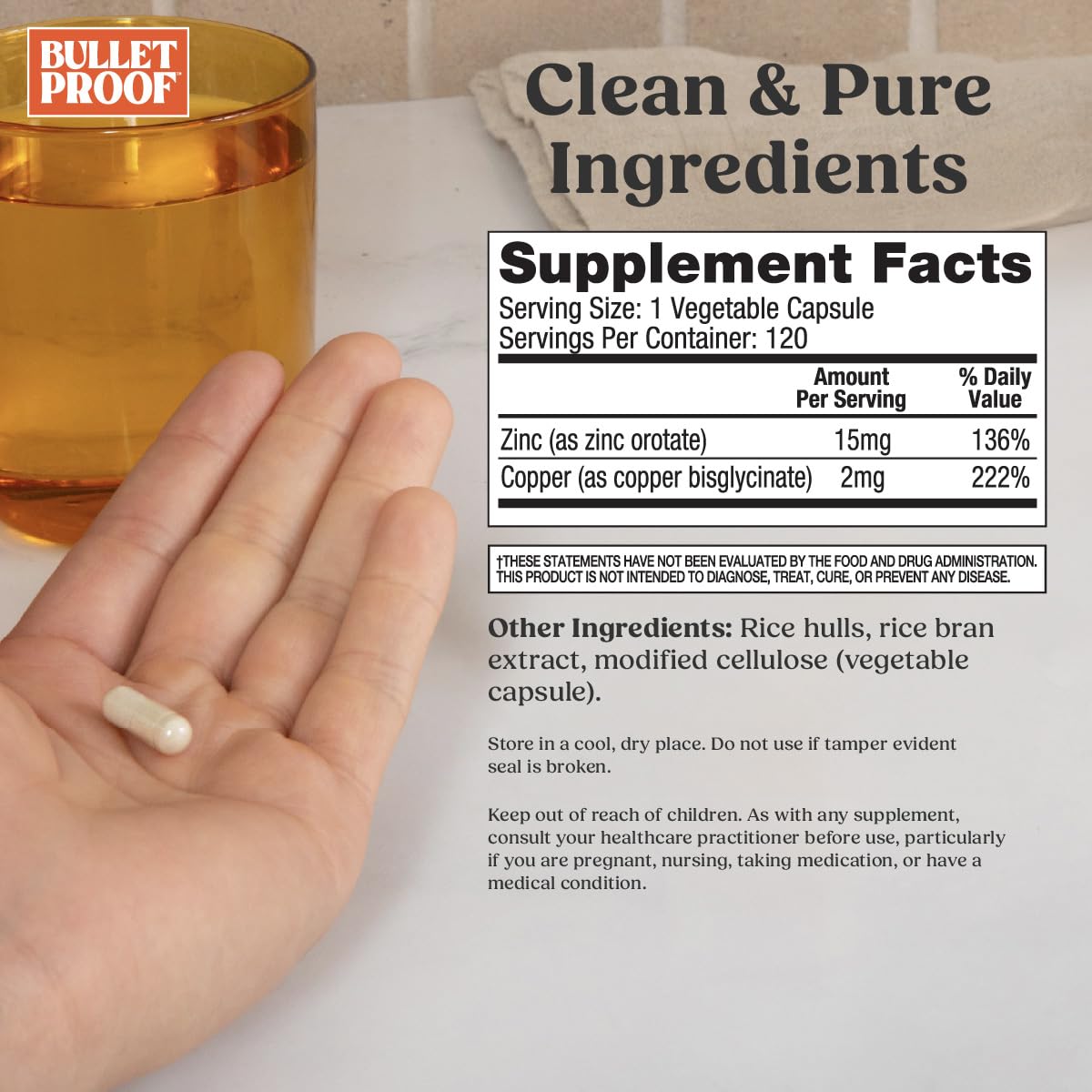 Bulletproof Zinc with Copper Capsules, 60 Count, Minerals and Antioxidant Supplement for Immunity and Mood