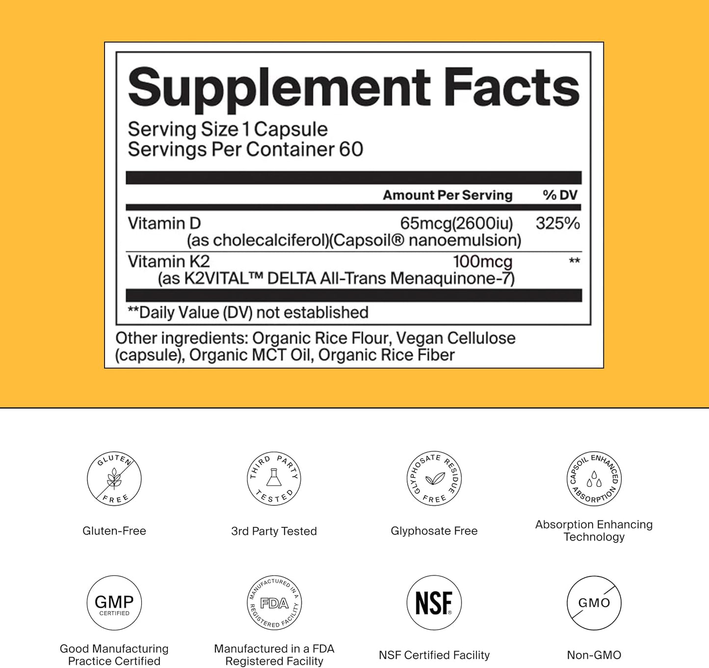 The Absorption Company Vitamin D3 K2-60 Muscle Support Capsules - 5000iu | Bioavailable Heart Health Aid, Workout & Sore Recovery Supplement, Bone & Immune Health Vitamins, 1.9x Higher Absorption
