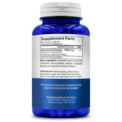 NASA Beahava 100% Pure Resveratrol - 1000mg Per Serving Max Strength (180 Capsules)