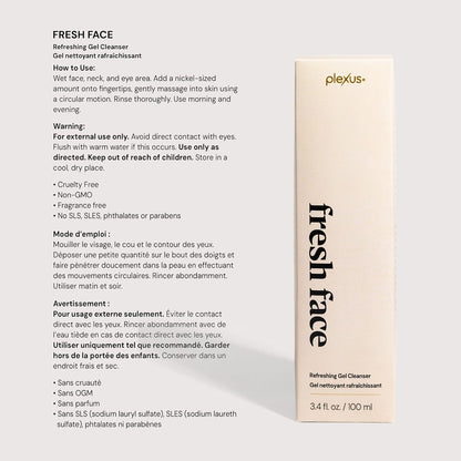 Plexus Fresh Face™ Refreshing Gel Cleanser | 3.4 Fl Oz | pH-Balanced | Hydrating gel removes makeup & impurities. Microbiome-supporting with hibiscus, dragon fruit & hyaluronic acid