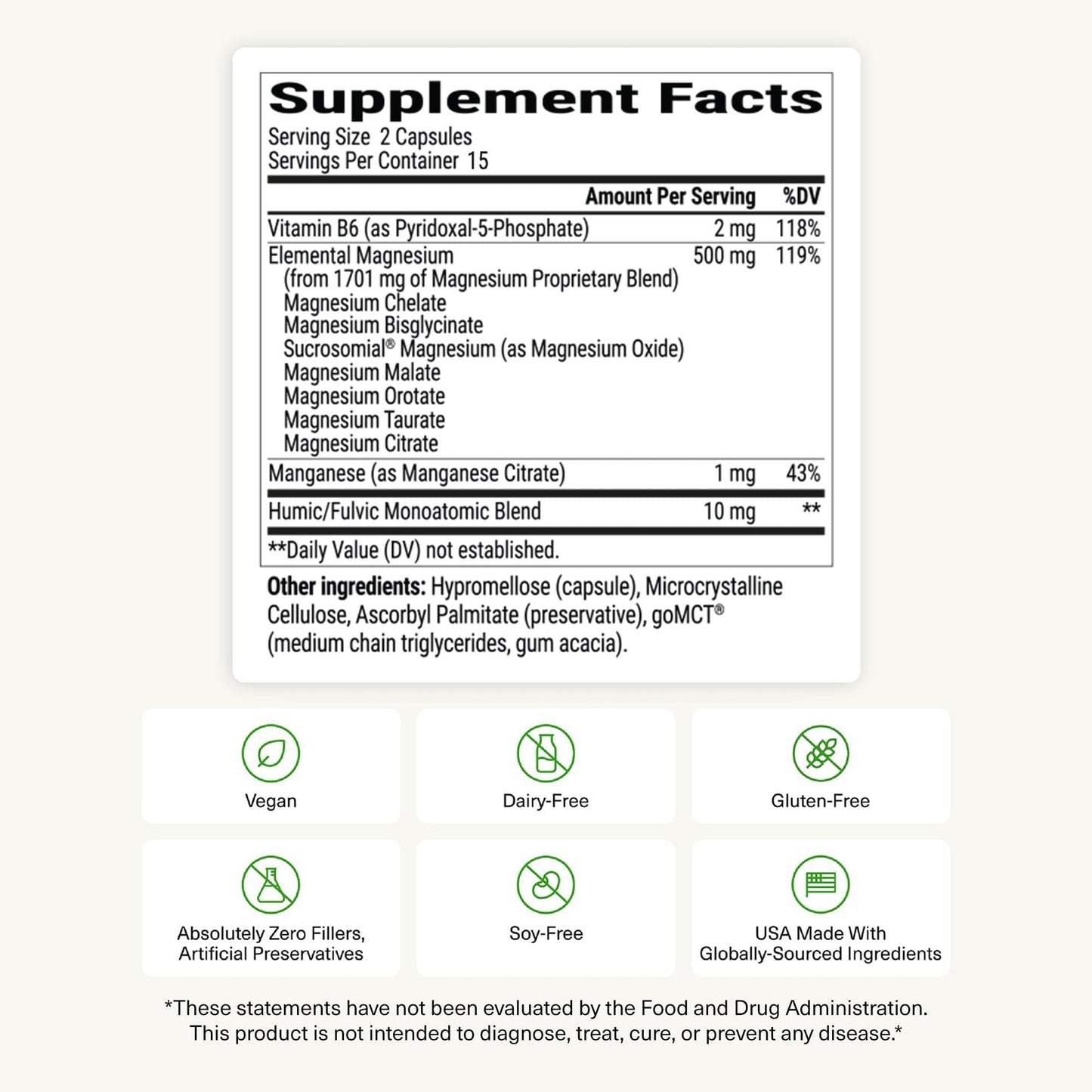 BIOptimizers Magnesium Breakthrough Supplement with 500mg - 7 Forms of Magnesium: Glycinate, Malate, Citrate, and More - Natural Support for Sleep and Cognitive Function -60 Capsules- Calming Vitamins