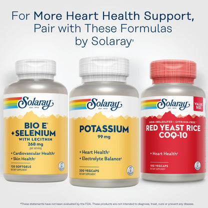 SOLARAY Potassium 99 mg - Electrolyte Balance Formula - Potassium Supplement for Electrolytes, Vascular and Heart Health Support, Lab Verified, 200 Servings, 200 VegCaps