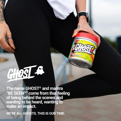 GHOST BCAA Powder Amino Acids Supplement, Sour Strips - 30 Servings - Sugar-Free Intra, Post & Pre Workout Amino Powder & Recovery Drink, 7G BCAA