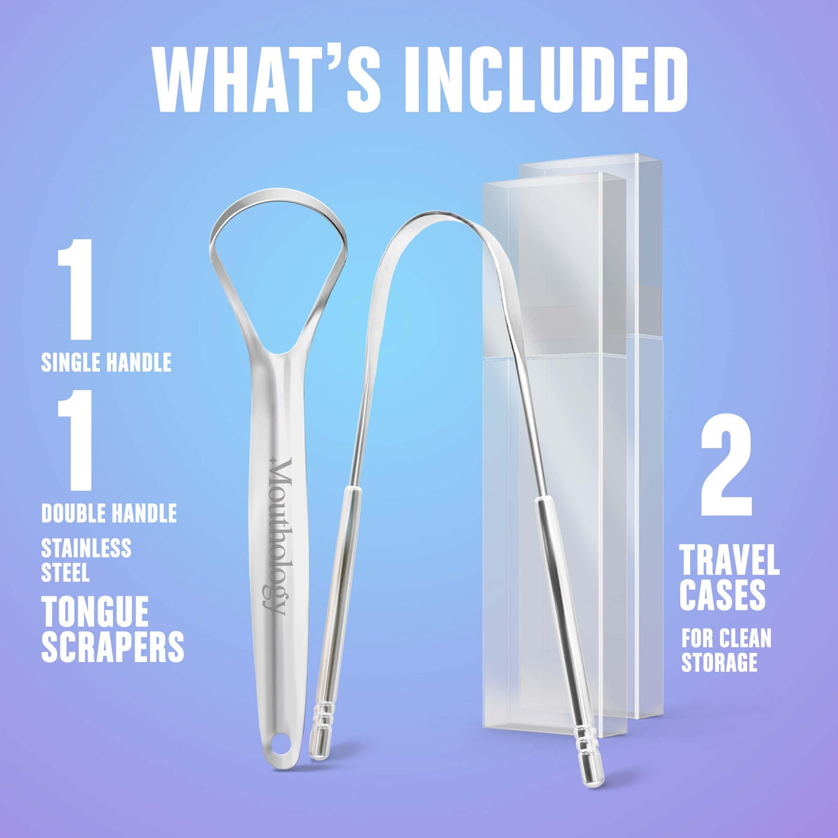 Mouthology Tongue Scraper Stainless Steel Metal Tongue Scraper for Tongue Cleaning